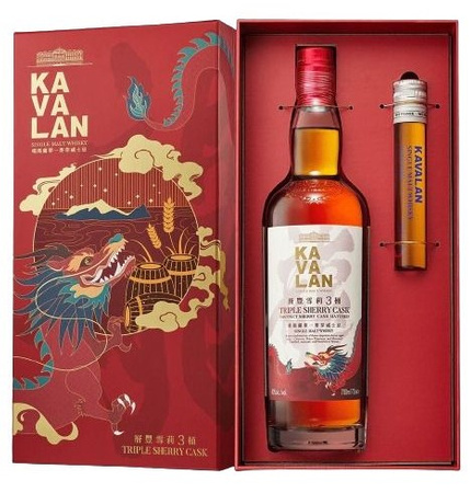 WHISKY KAVALAN TRIPLE SHERRY 0,7L 40% + WINE 0,05L DRAGON