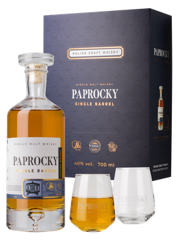 WHISKY PAPROCKY SINGLE BARREL 0,7L 40% 2 SZKLANKI